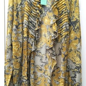 NWT Draped Cardigan 24W Mustard Gray